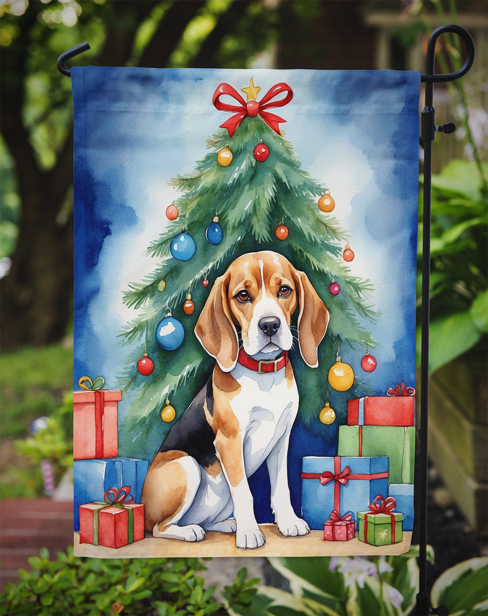 Beagle Christmas Reindeer Garden Flag Mailbox Decorative Yard Banner Outside Patio Artwork for Flower Beds, Garden Size, Multicolor