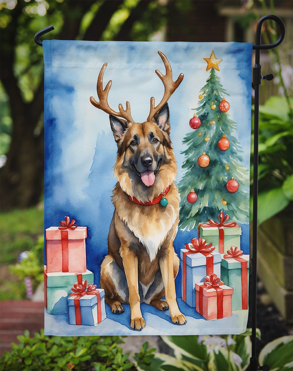 Belgian Tervuren Christmas Reindeer Garden Flag Mailbox Decorative Yard Banner Outside Patio Artwork for Flower Beds, Garden Size, Multicolor