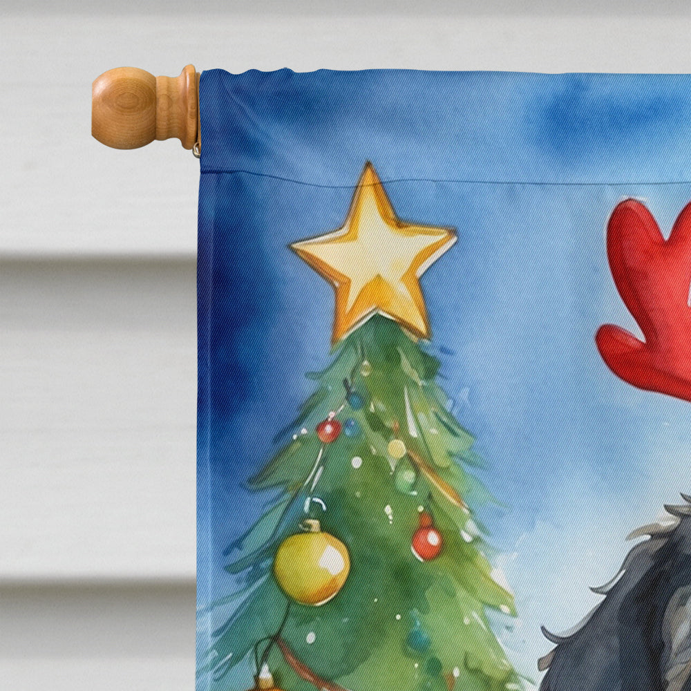 Bernedoodle Christmas Reindeer House Flag 28x40 Porch Sleeve Pole Decorative Outside Yard Banner Artwork Wall Hanging, Polyester