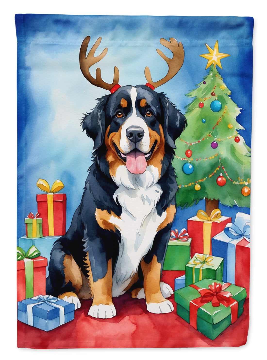 Bernese Mountain Dog Christmas Reindeer Garden Flag Mailbox Decorative Yard Banner Outside Patio Artwork for Flower Beds, Garden Size, Multicolor