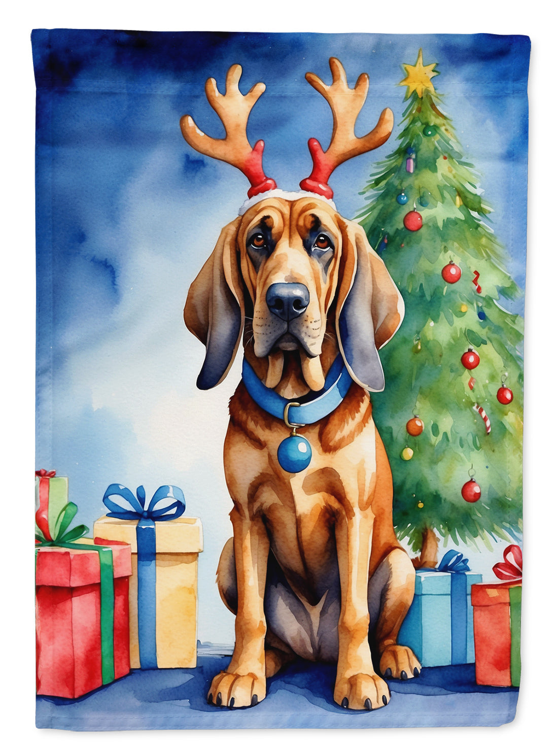 Bloodhound Christmas Reindeer Garden Flag Mailbox Decorative Yard Banner Outside Patio Artwork for Flower Beds, Garden Size, Multicolor