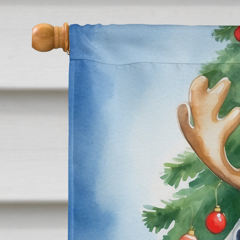 Bluetick Coonhound Christmas Reindeer House Flag 28x40 Porch Sleeve Pole Decorative Outside Yard Banner Artwork Wall Hanging, Polyester