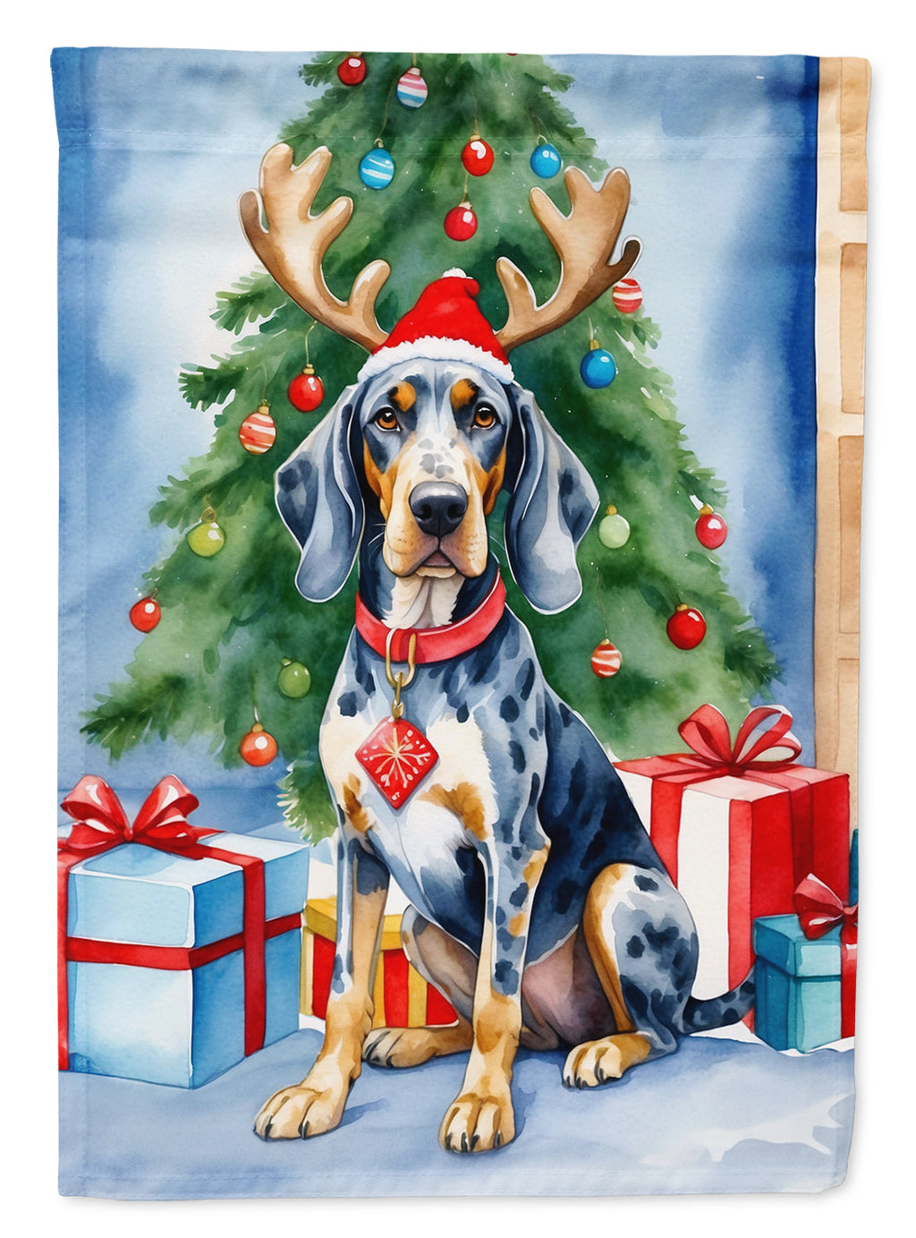 Bluetick Coonhound Christmas Reindeer Garden Flag Mailbox Decorative Yard Banner Outside Patio Artwork for Flower Beds, Garden Size, Multicolor