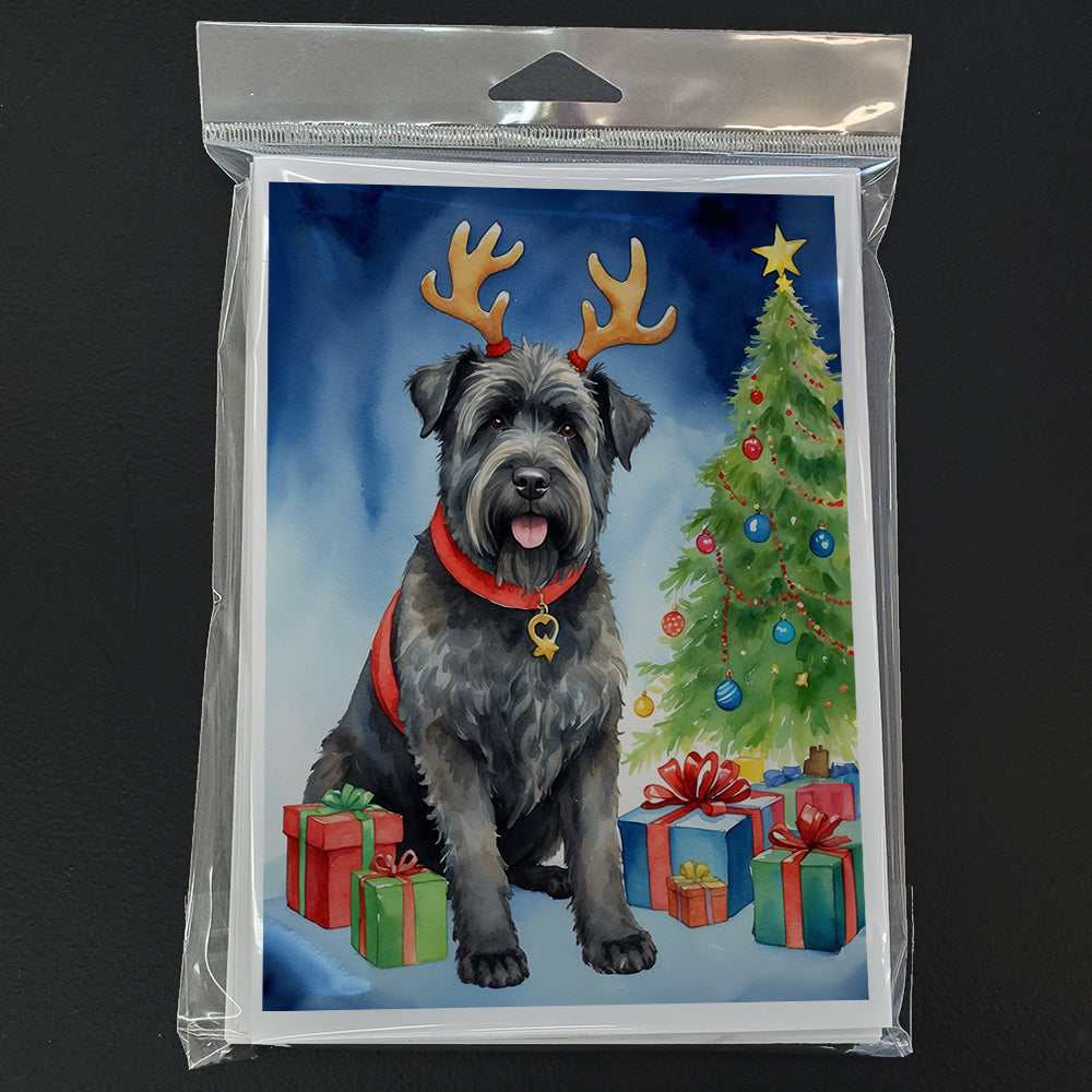 Bouvier des Flandres Christmas Reindeer Greeting Cards Pack of 8 Blank Cards with Envelopes Whimsical A7 Size 5x7
