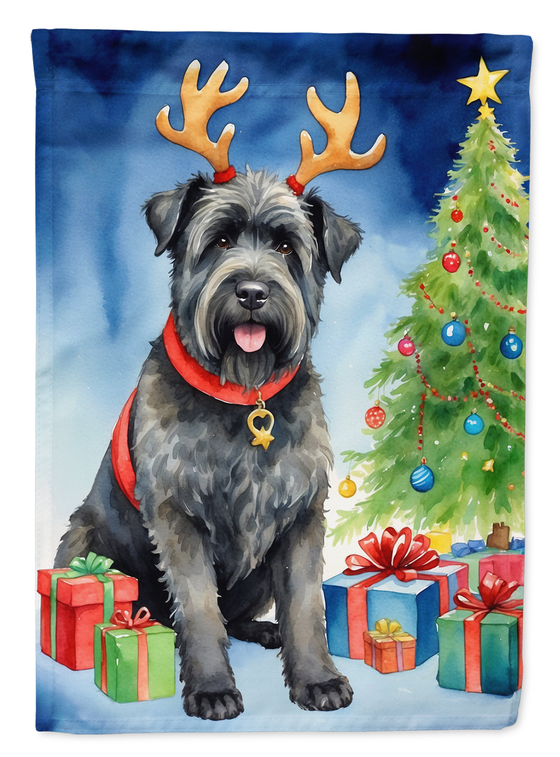 Bouvier des Flandres Christmas Reindeer Garden Flag Mailbox Decorative Yard Banner Outside Patio Artwork for Flower Beds, Garden Size, Multicolor