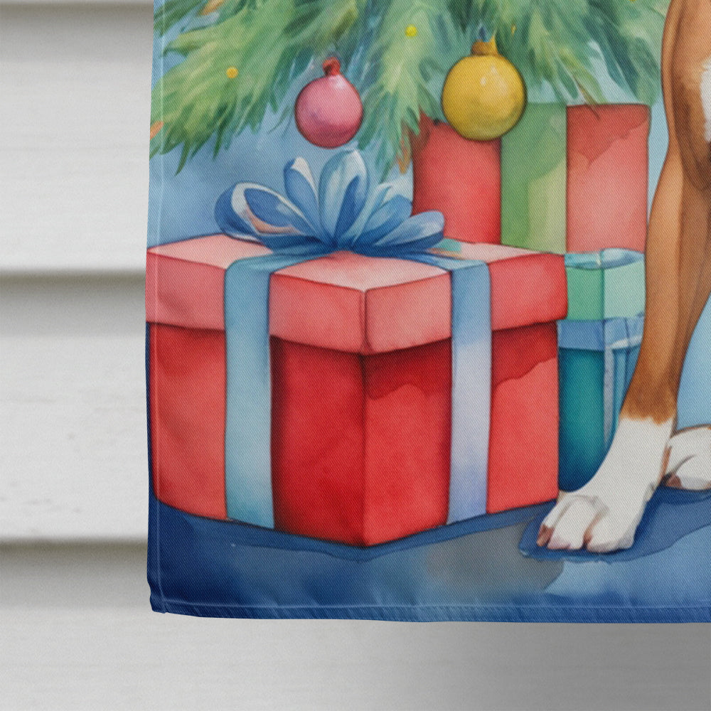 Boxer Christmas Reindeer House Flag 28x40 Porch Sleeve Pole Decorative Outside Yard Banner Artwork Wall Hanging, Polyester