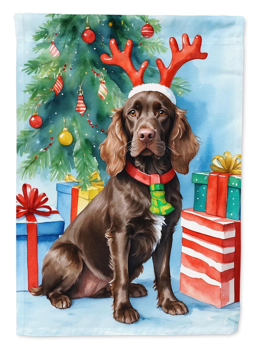 Boykin Spaniel Christmas Reindeer Garden Flag Mailbox Decorative Yard Banner Outside Patio Artwork for Flower Beds, Garden Size, Multicolor