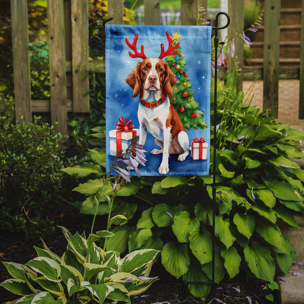 Brittany Spaniel Christmas Reindeer Garden Flag Mailbox Decorative Yard Banner Outside Patio Artwork for Flower Beds, Garden Size, Multicolor