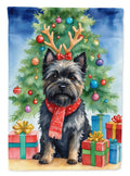 Black Cairn Terrier Christmas Reindeer House Flag 28x40 Porch Sleeve Pole Decorative Outside Yard Banner Artwork Wall Hanging, Polyester