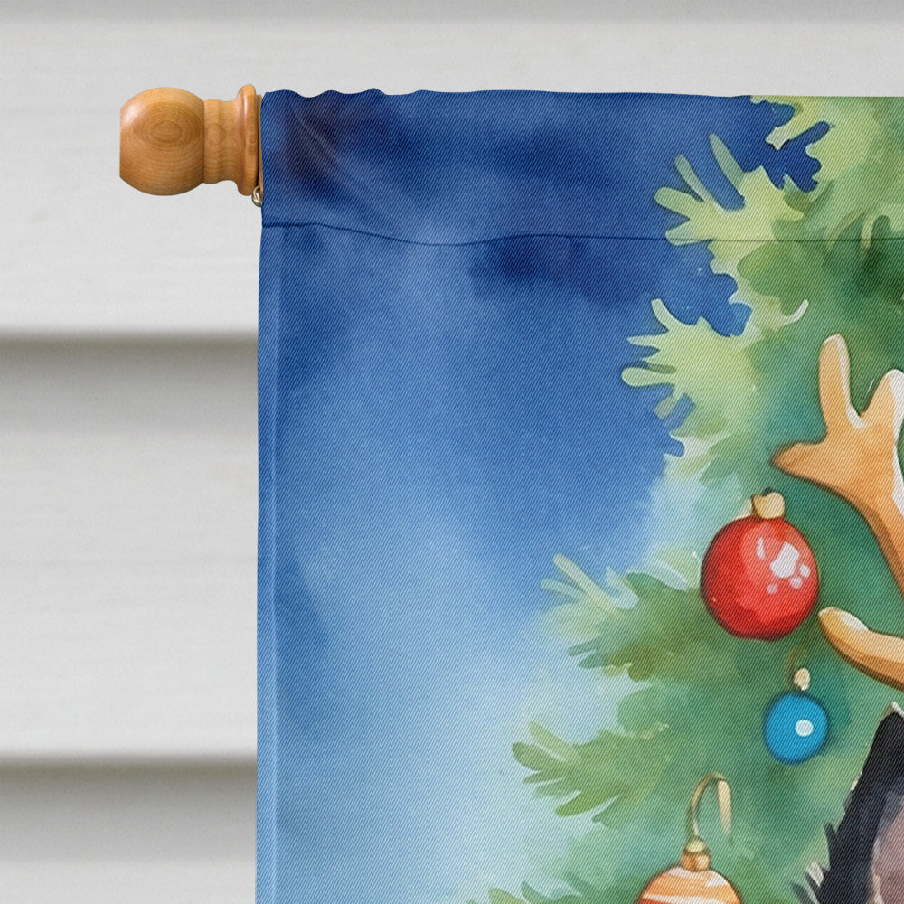 Black Cairn Terrier Christmas Reindeer House Flag 28x40 Porch Sleeve Pole Decorative Outside Yard Banner Artwork Wall Hanging, Polyester