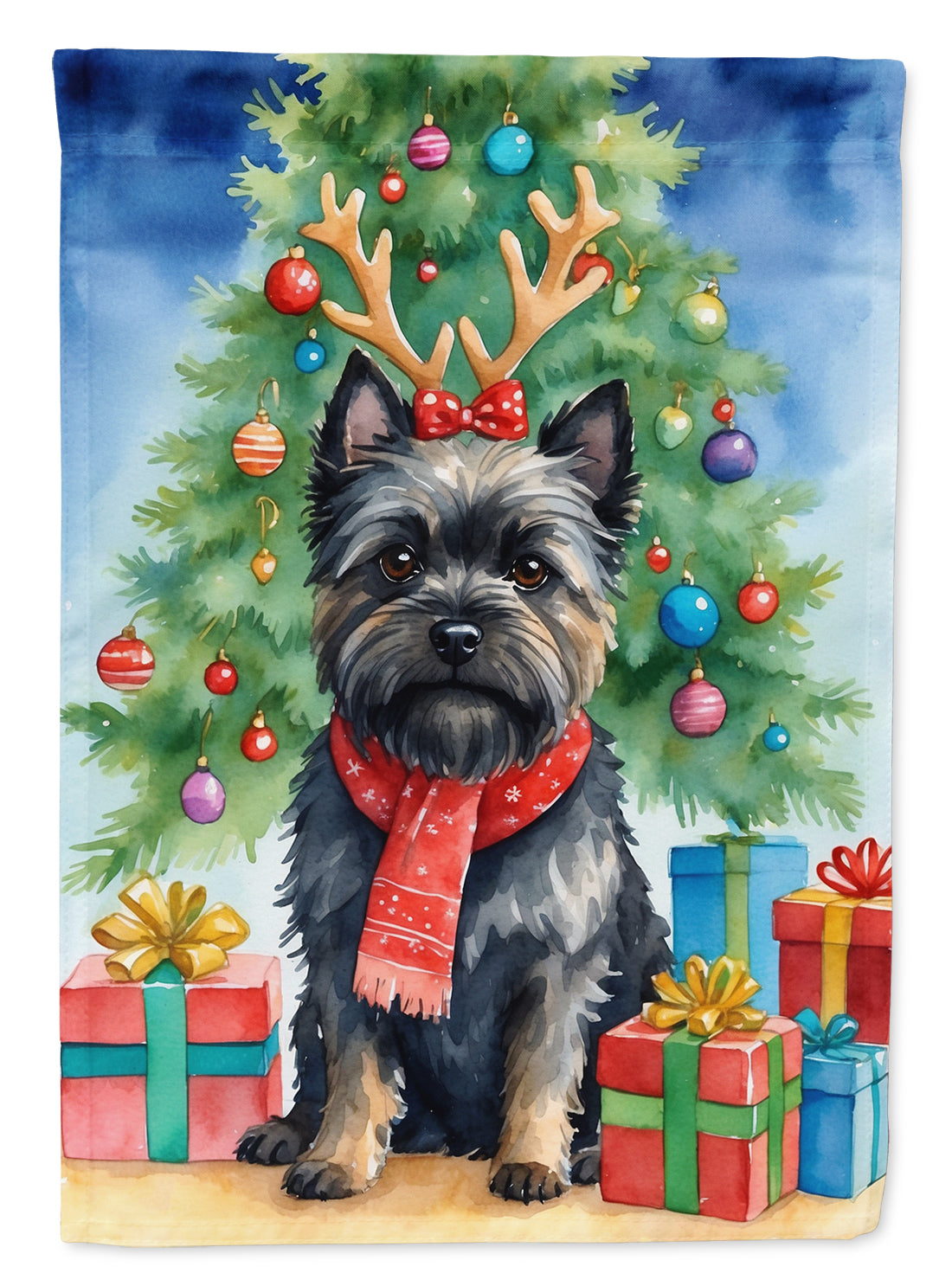 Black Cairn Terrier Christmas Reindeer Garden Flag Mailbox Decorative Yard Banner Outside Patio Artwork for Flower Beds, Garden Size, Multicolor