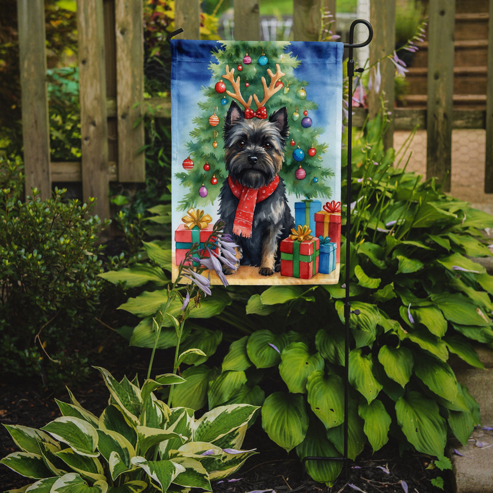 Black Cairn Terrier Christmas Reindeer Garden Flag Mailbox Decorative Yard Banner Outside Patio Artwork for Flower Beds, Garden Size, Multicolor