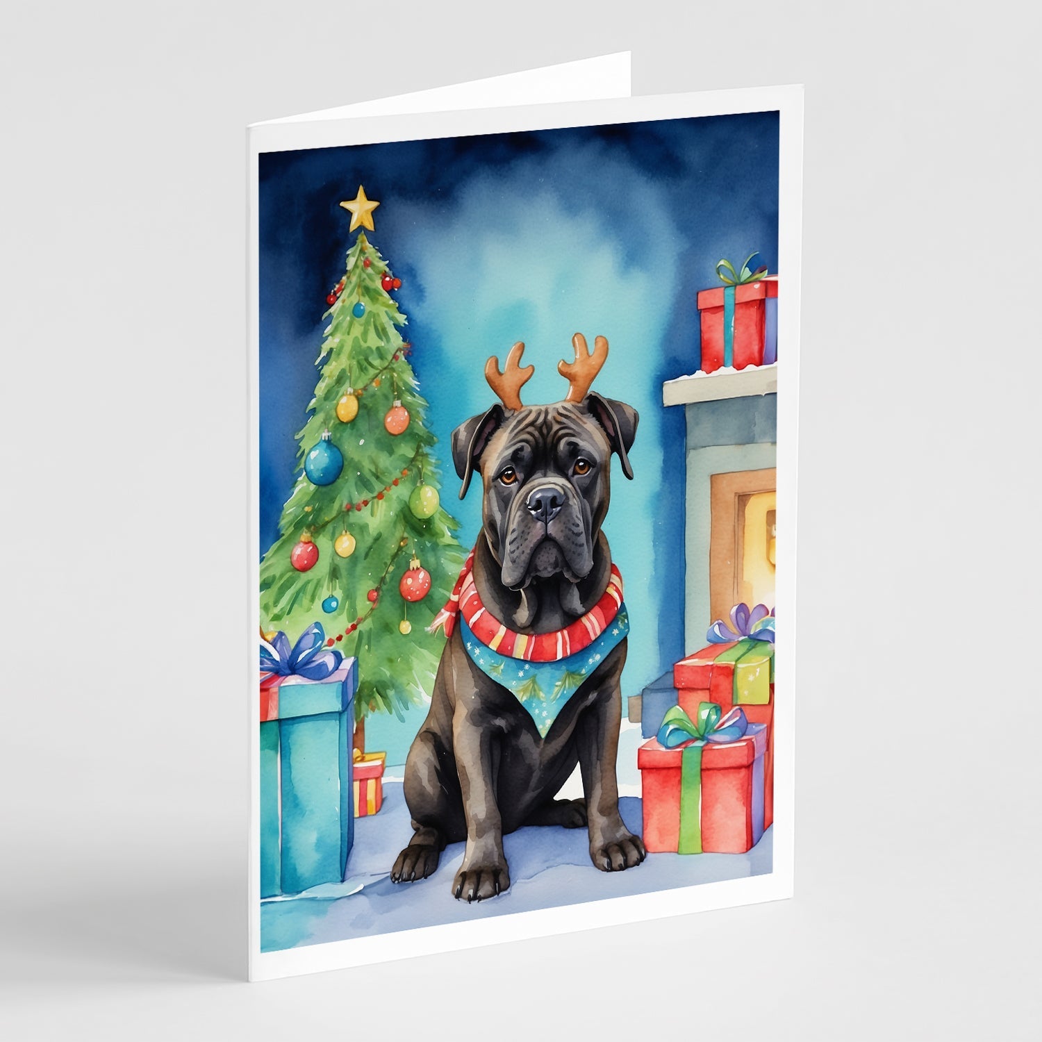 Cane Corso Christmas Reindeer Greeting Cards Pack of 8 Blank Cards with Envelopes Whimsical A7 Size 5x7