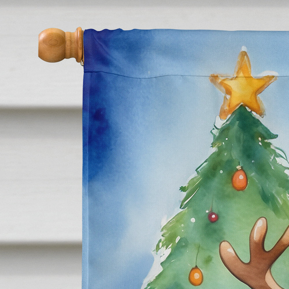 Cavalier Spaniel Christmas Reindeer House Flag 28x40 Porch Sleeve Pole Decorative Outside Yard Banner Artwork Wall Hanging, Polyester