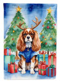 Cavalier Spaniel Christmas Reindeer Garden Flag Mailbox Decorative Yard Banner Outside Patio Artwork for Flower Beds, Garden Size, Multicolor
