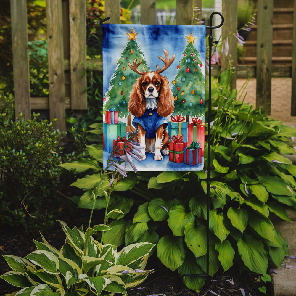 Cavalier Spaniel Christmas Reindeer Garden Flag Mailbox Decorative Yard Banner Outside Patio Artwork for Flower Beds, Garden Size, Multicolor