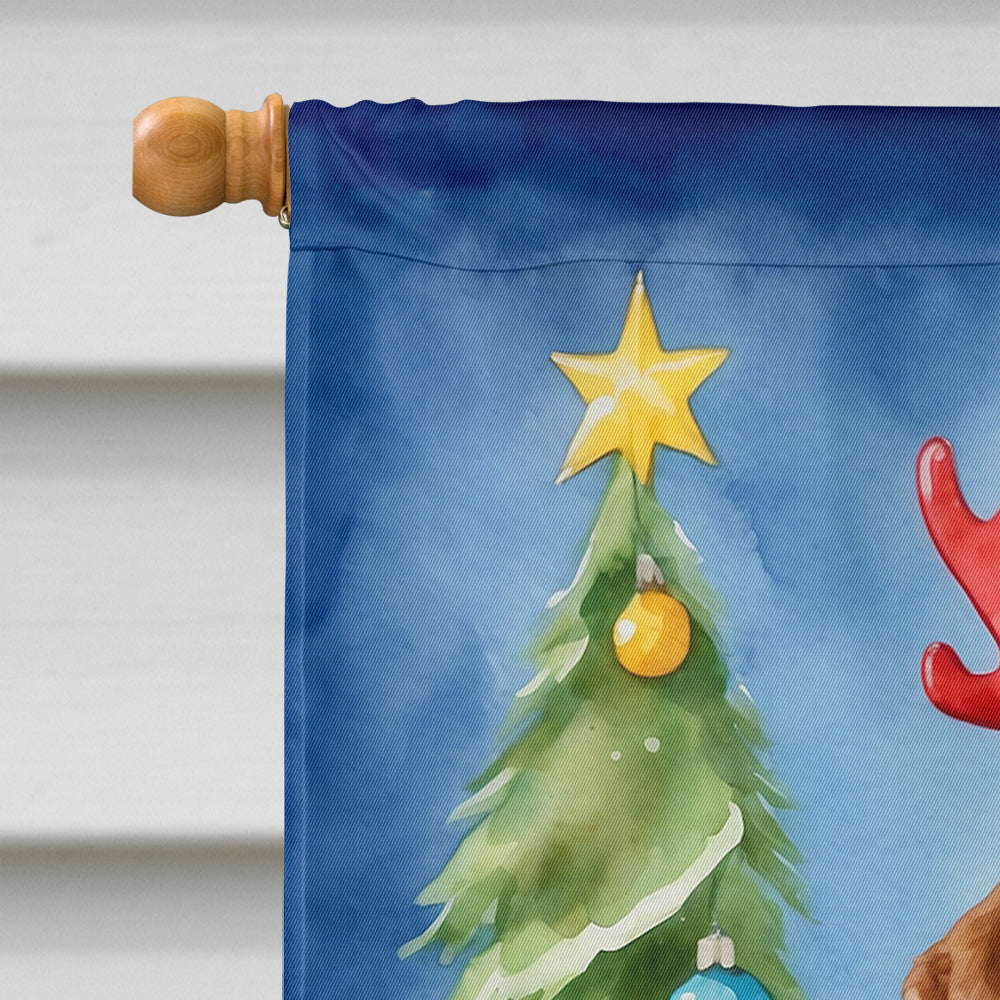 Chesapeake Bay Retriever Christmas Reindeer House Flag 28x40 Porch Sleeve Pole Decorative Outside Yard Banner Artwork Wall Hanging, Polyester