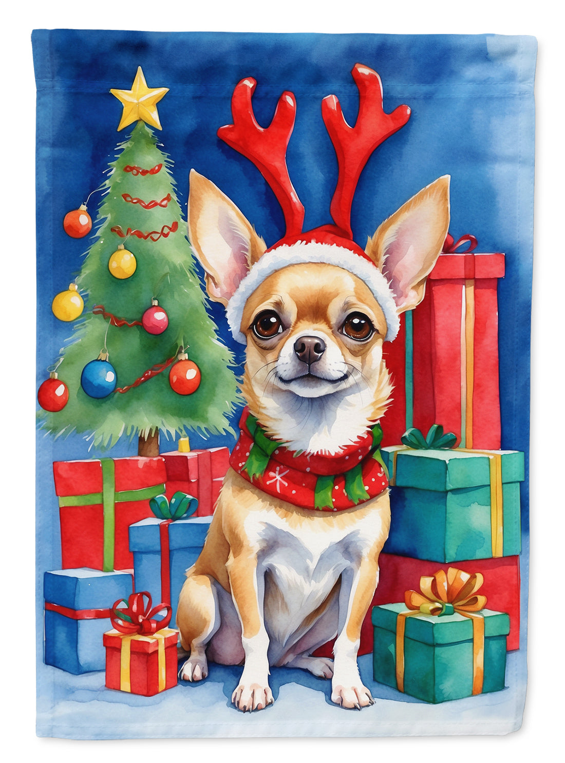 Chihuahua Christmas Reindeer Garden Flag Mailbox Decorative Yard Banner Outside Patio Artwork for Flower Beds, Garden Size, Multicolor