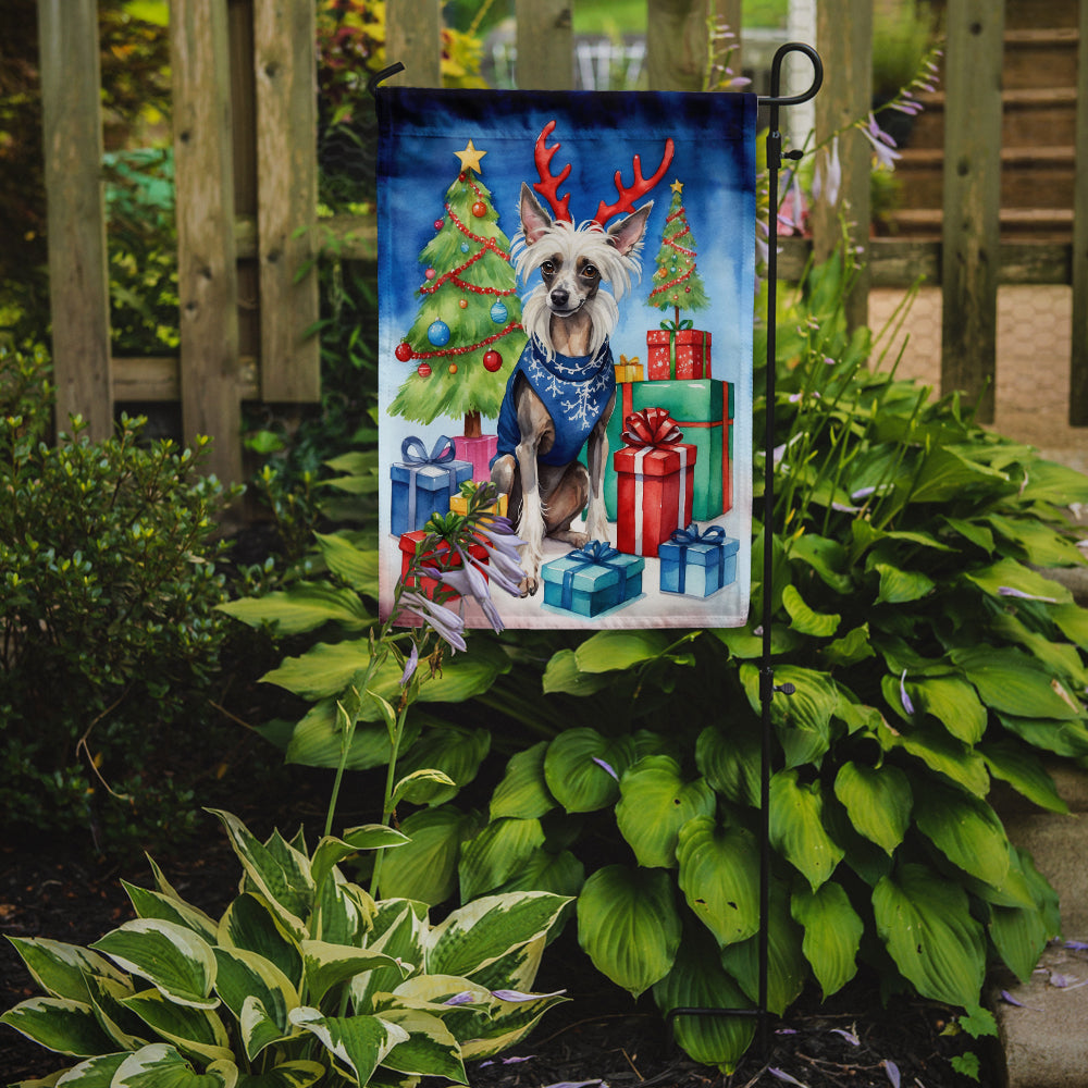 Chinese Crested Christmas Reindeer Garden Flag Mailbox Decorative Yard Banner Outside Patio Artwork for Flower Beds, Garden Size, Multicolor