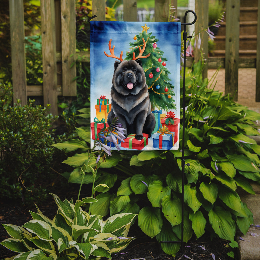 Black Chow Chow Christmas Reindeer Garden Flag Mailbox Decorative Yard Banner Outside Patio Artwork for Flower Beds, Garden Size, Multicolor