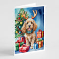 Cockapoo Christmas Reindeer Greeting Cards Pack of 8 Blank Cards with Envelopes Whimsical A7 Size 5x7