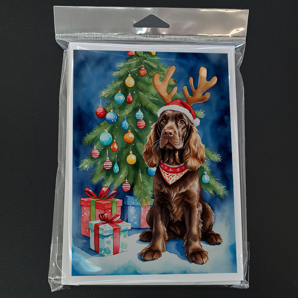 Chocolate Cocker Spaniel Christmas Reindeer Greeting Cards Pack of 8 Blank Cards with Envelopes Whimsical A7 Size 5x7