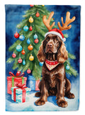 Chocolate Cocker Spaniel Christmas Reindeer Garden Flag Mailbox Decorative Yard Banner Outside Patio Artwork for Flower Beds, Garden Size, Multicolor