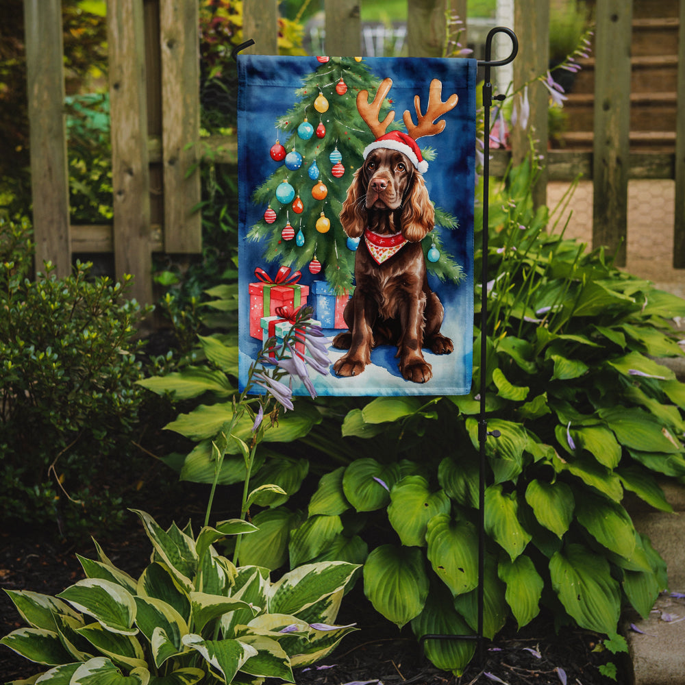 Chocolate Cocker Spaniel Christmas Reindeer Garden Flag Mailbox Decorative Yard Banner Outside Patio Artwork for Flower Beds, Garden Size, Multicolor