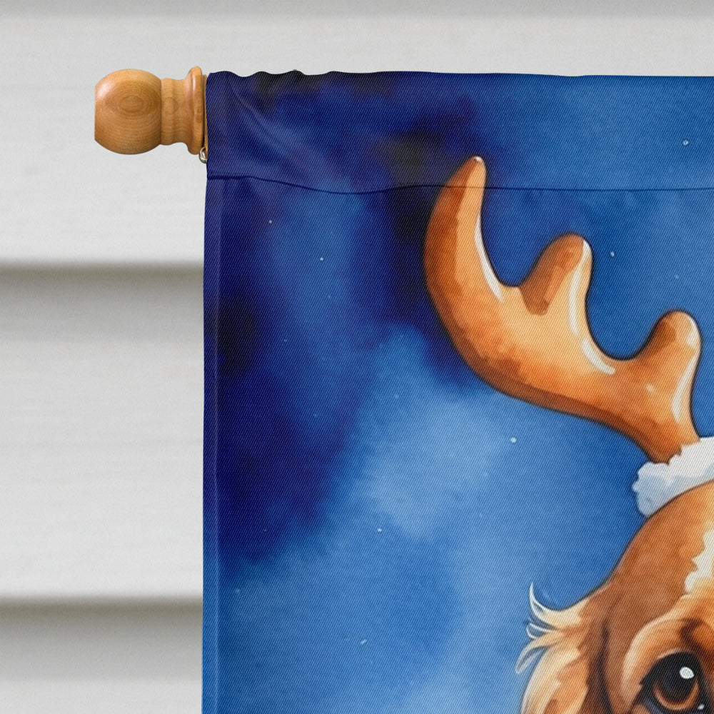 Cocker Spaniel Christmas Reindeer House Flag 28x40 Porch Sleeve Pole Decorative Outside Yard Banner Artwork Wall Hanging, Polyester