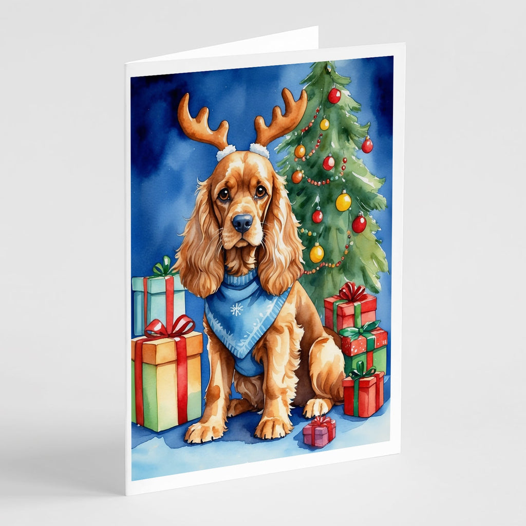 Cocker Spaniel Christmas Reindeer Greeting Cards Pack of 8 Blank Cards with Envelopes Whimsical A7 Size 5x7