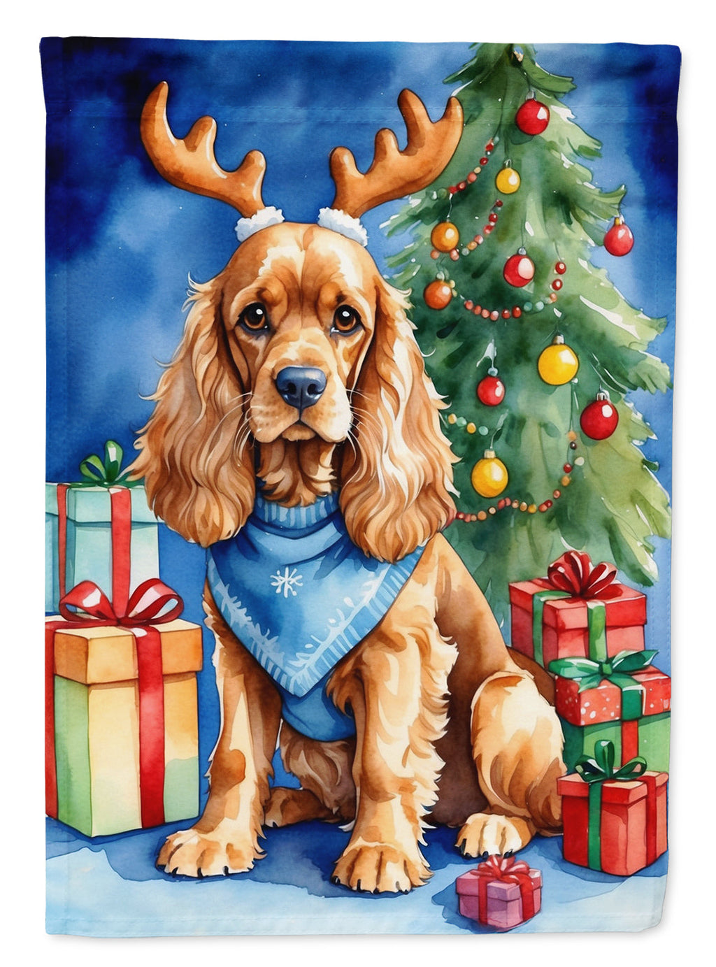 Cocker Spaniel Christmas Reindeer Garden Flag Mailbox Decorative Yard Banner Outside Patio Artwork for Flower Beds, Garden Size, Multicolor