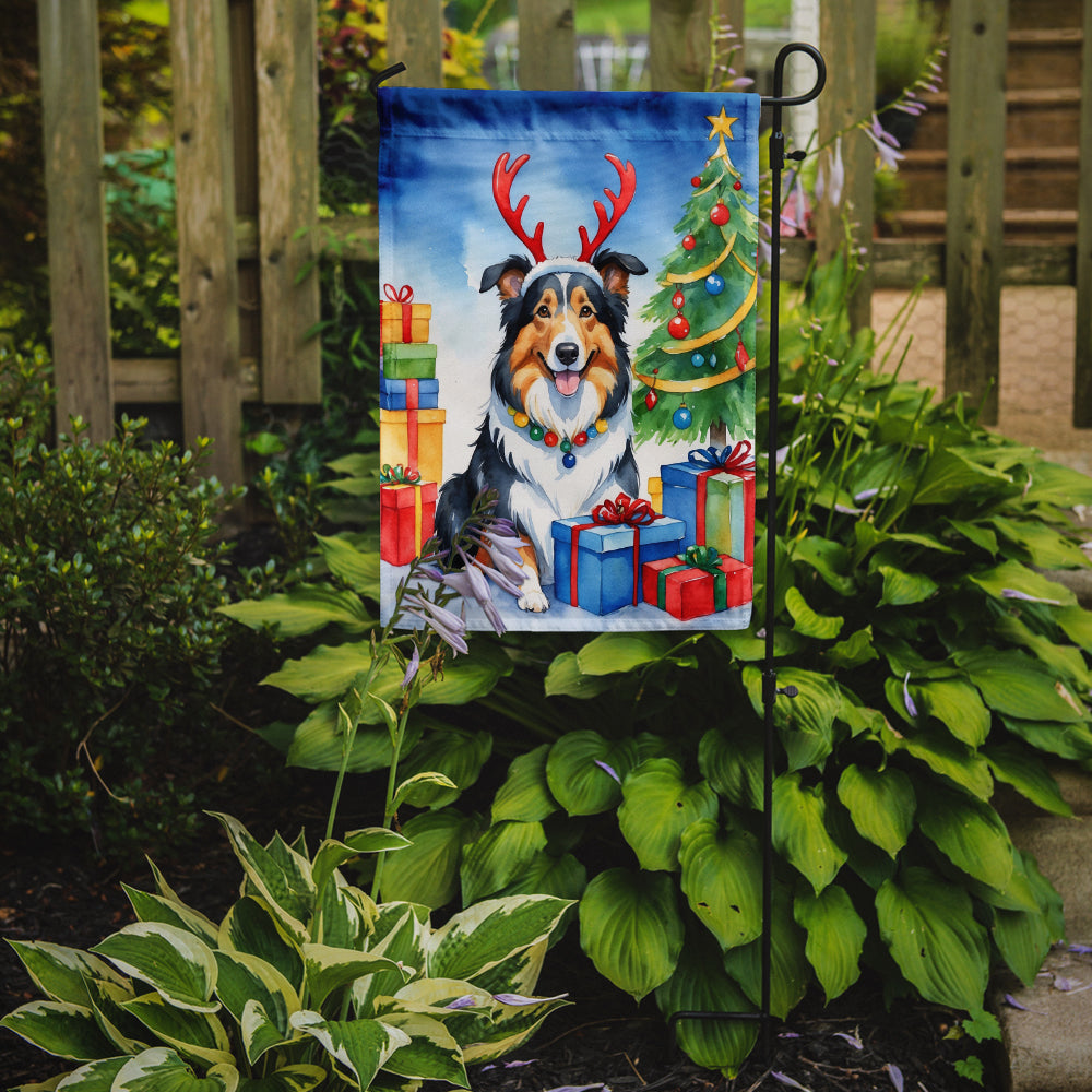 Collie Christmas Reindeer Garden Flag Mailbox Decorative Yard Banner Outside Patio Artwork for Flower Beds, Garden Size, Multicolor