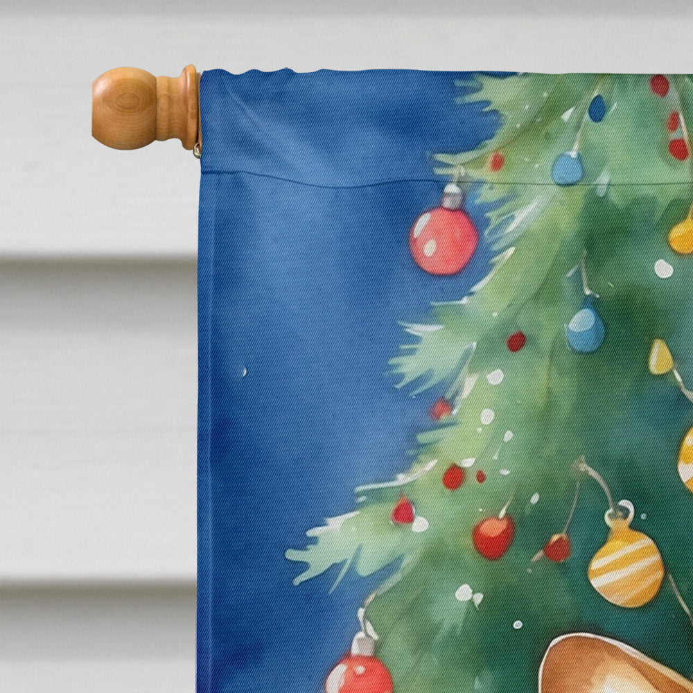 Corgi Christmas Reindeer House Flag 28x40 Porch Sleeve Pole Decorative Outside Yard Banner Artwork Wall Hanging, Polyester