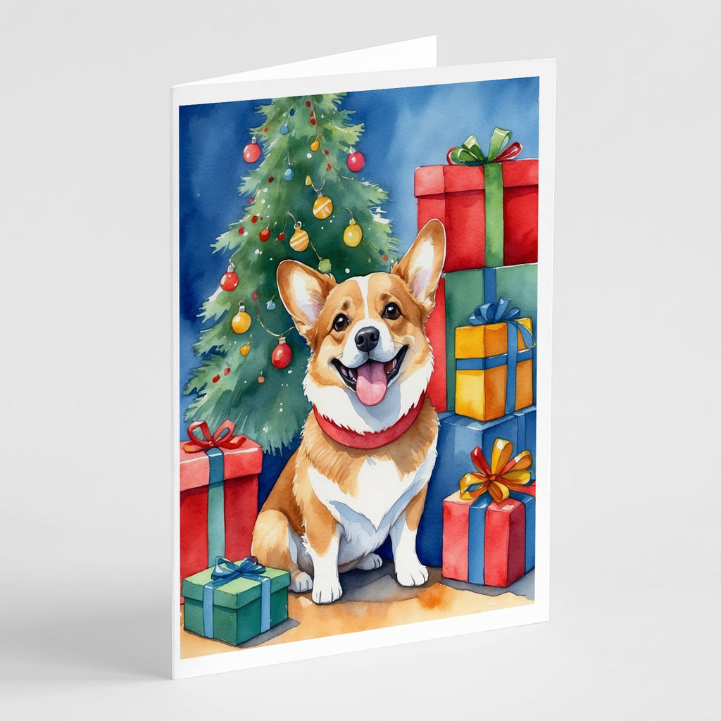 Corgi Christmas Reindeer Greeting Cards Pack of 8 Blank Cards with Envelopes Whimsical A7 Size 5x7