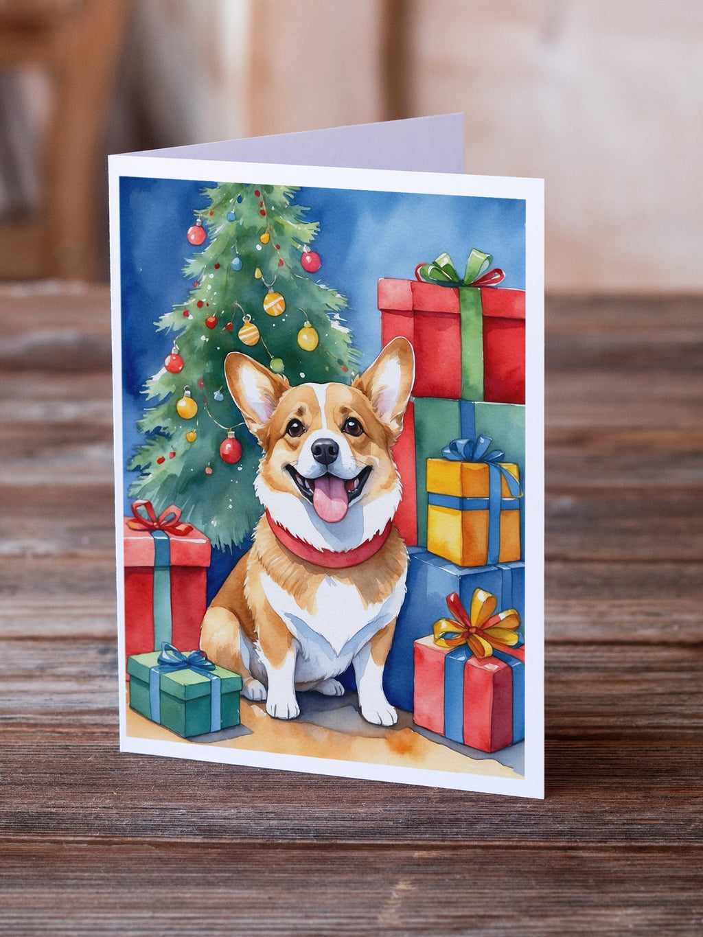 Corgi Christmas Reindeer Greeting Cards Pack of 8 Blank Cards with Envelopes Whimsical A7 Size 5x7