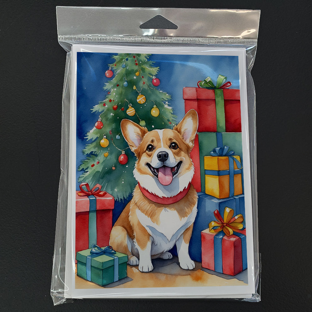 Corgi Christmas Reindeer Greeting Cards Pack of 8 Blank Cards with Envelopes Whimsical A7 Size 5x7