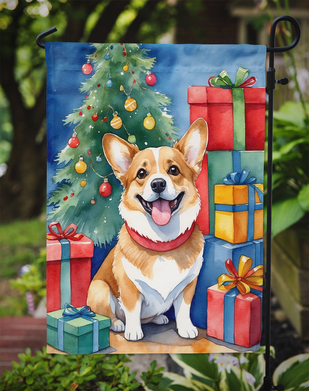 Corgi Christmas Reindeer Garden Flag Mailbox Decorative Yard Banner Outside Patio Artwork for Flower Beds, Garden Size, Multicolor