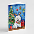 Coton de Tulear Christmas Reindeer Greeting Cards Pack of 8 Blank Cards with Envelopes Whimsical A7 Size 5x7