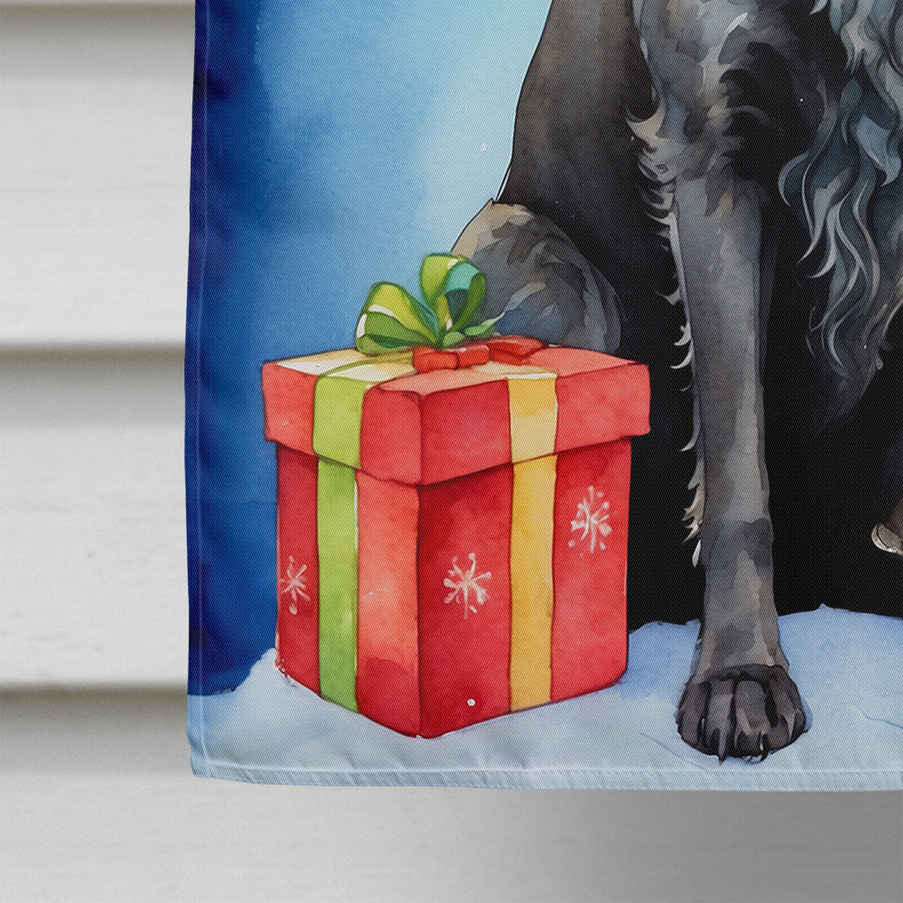 Curly-Coated Retriever Christmas Reindeer House Flag 28x40 Porch Sleeve Pole Decorative Outside Yard Banner Artwork Wall Hanging, Polyester