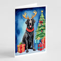 Curly-Coated Retriever Christmas Reindeer Greeting Cards Pack of 8 Blank Cards with Envelopes Whimsical A7 Size 5x7