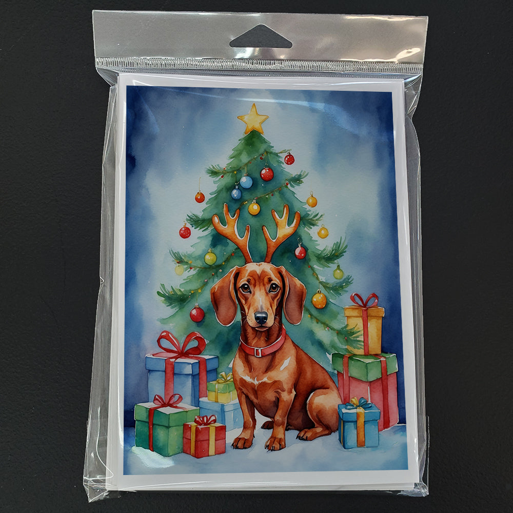 Dachshund Christmas Reindeer Greeting Cards Pack of 8 Blank Cards with Envelopes Whimsical A7 Size 5x7