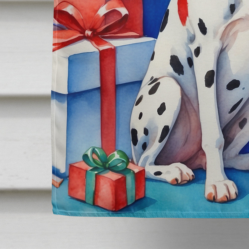 Dalmatian Christmas Reindeer House Flag 28x40 Porch Sleeve Pole Decorative Outside Yard Banner Artwork Wall Hanging, Polyester