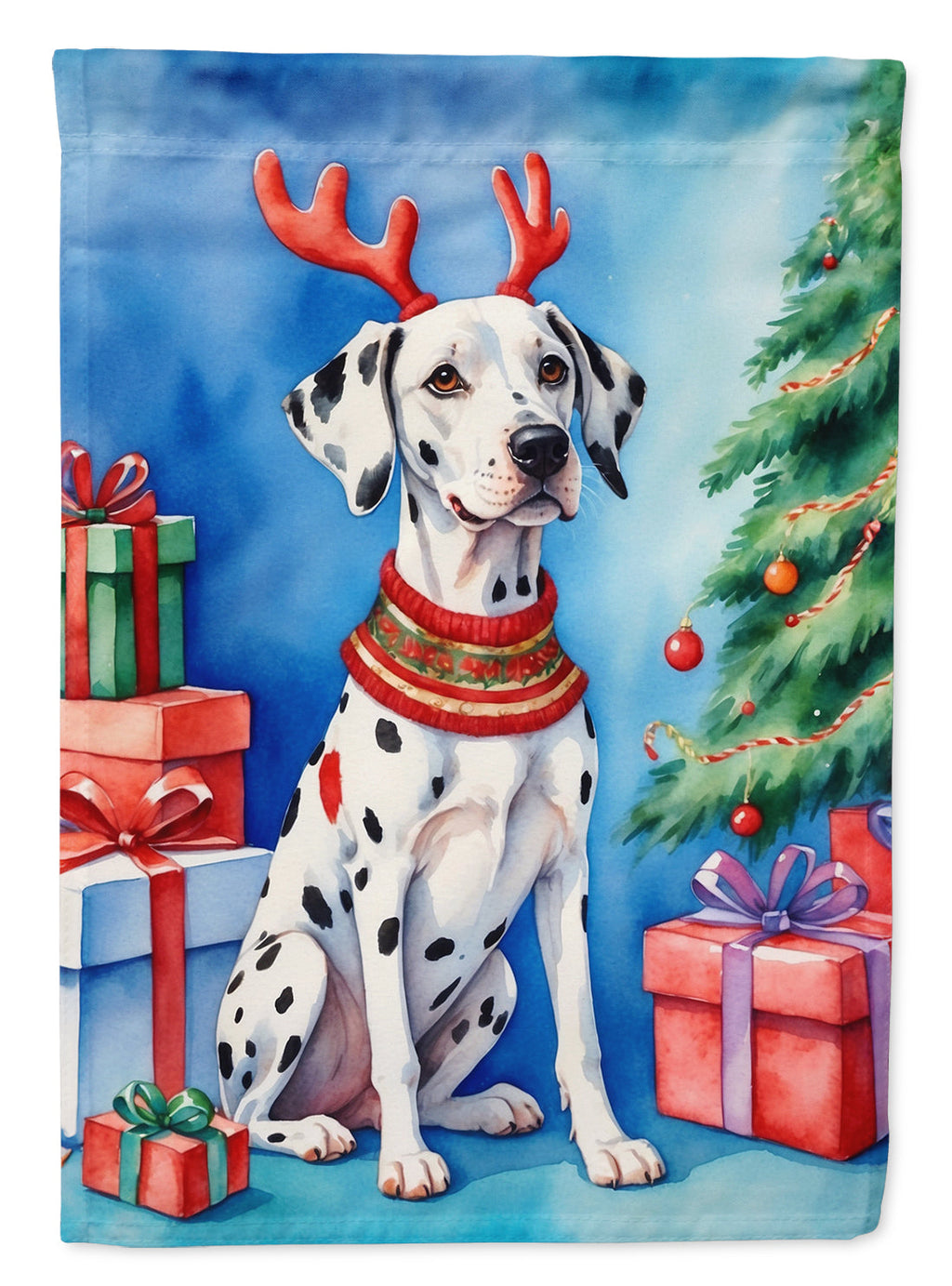 Dalmatian Christmas Reindeer Garden Flag Mailbox Decorative Yard Banner Outside Patio Artwork for Flower Beds, Garden Size, Multicolor