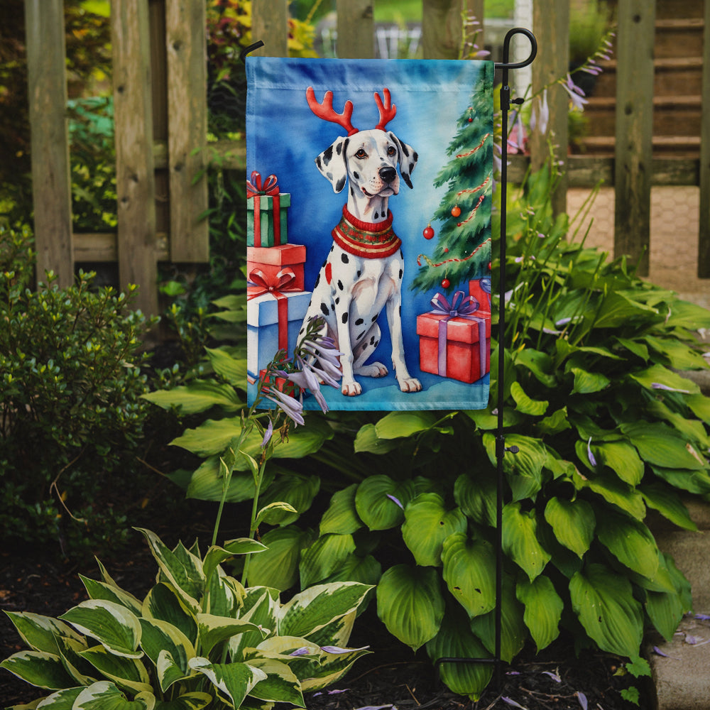 Dalmatian Christmas Reindeer Garden Flag Mailbox Decorative Yard Banner Outside Patio Artwork for Flower Beds, Garden Size, Multicolor