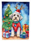 Dandie Dinmont Terrier Christmas Reindeer House Flag 28x40 Porch Sleeve Pole Decorative Outside Yard Banner Artwork Wall Hanging, Polyester