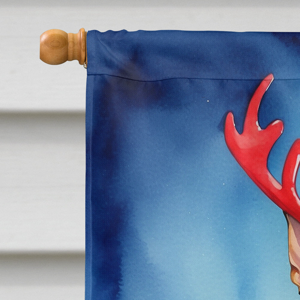 Doberman Pinscher Christmas Reindeer House Flag 28x40 Porch Sleeve Pole Decorative Outside Yard Banner Artwork Wall Hanging, Polyester
