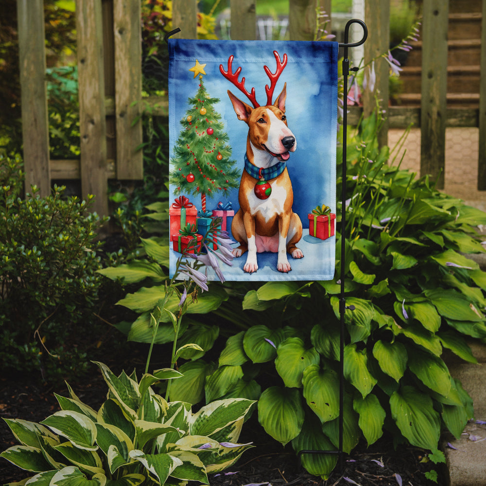 Bull Terrier Christmas Reindeer Garden Flag Mailbox Decorative Yard Banner Outside Patio Artwork for Flower Beds, Garden Size, Multicolor