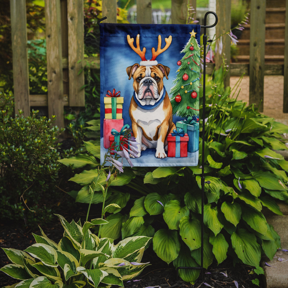 English Bulldog Christmas Reindeer Garden Flag Mailbox Decorative Yard Banner Outside Patio Artwork for Flower Beds, Garden Size, Multicolor