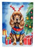 English Cocker Spaniel Christmas Reindeer Garden Flag Mailbox Decorative Yard Banner Outside Patio Artwork for Flower Beds, Garden Size, Multicolor