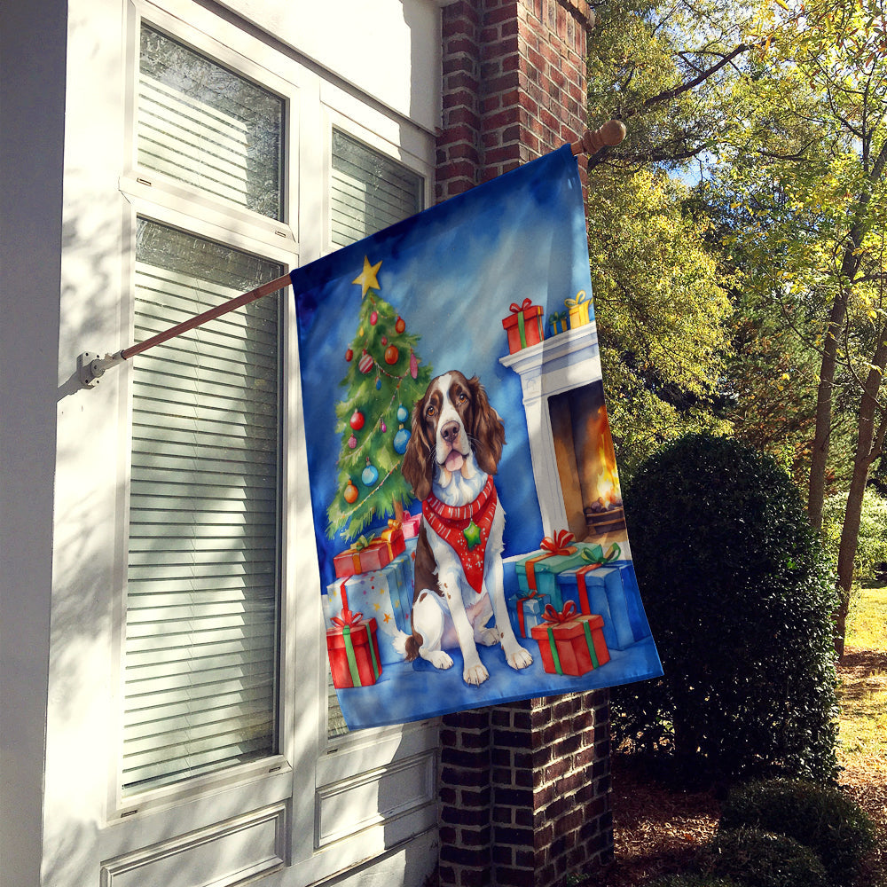 English Springer Spaniel Christmas Reindeer House Flag 28x40 Porch Sleeve Pole Decorative Outside Yard Banner Artwork Wall Hanging, Polyester